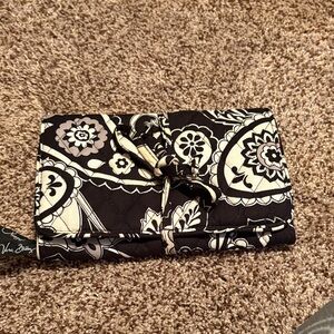 Vera Bradley Black and Cream Floral Clutch